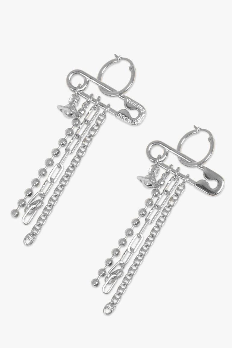 VIVIENNE WESTWOOD JEWELLERY SILVER / Silver Ginetta Safety Pin Drop Earrings | Silver