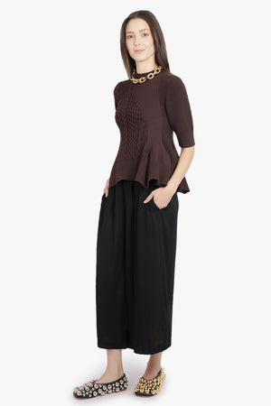 COMME DES GARCONS RTW Wide Leg Sheer Crop Pant | Black