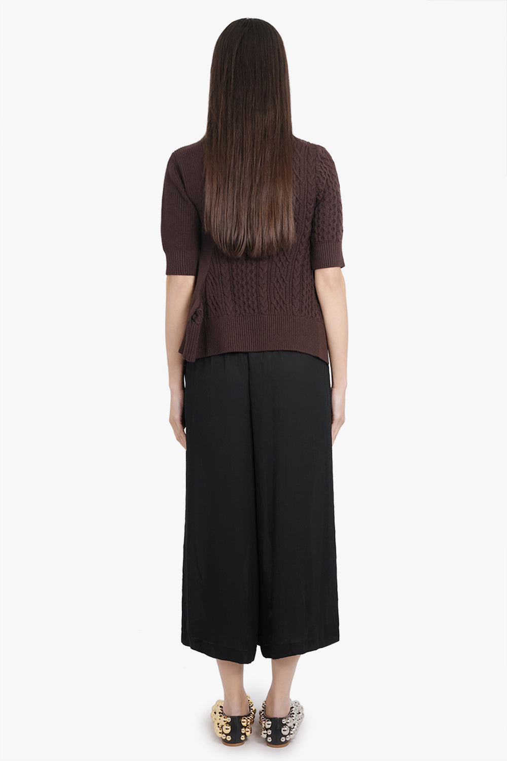 COMME DES GARCONS RTW Wide Leg Sheer Crop Pant | Black