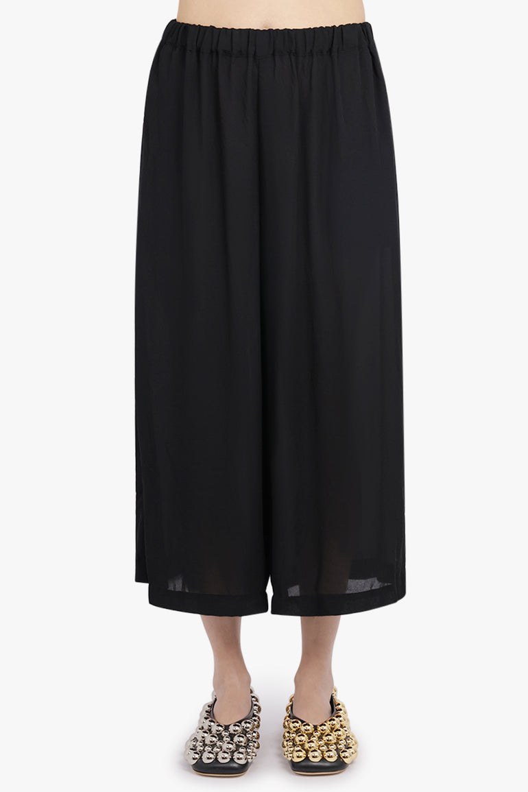 COMME DES GARCONS RTW Wide Leg Sheer Crop Pant | Black