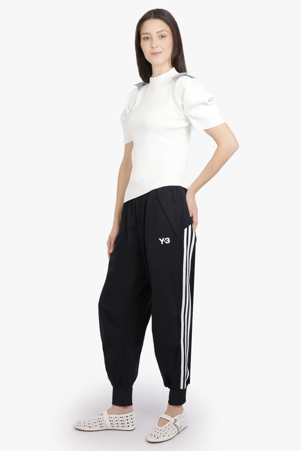 3 Stripes Cuffed Track Pant | Black/White – Parlour X