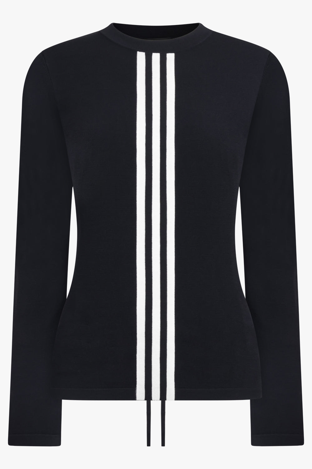 Y-3 RTW Fitted Cinch L/S Top With Stripe Detail | Black/White