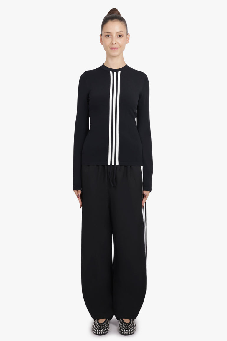 Y-3 RTW Fitted Cinch L/S Top With Stripe Detail | Black/White