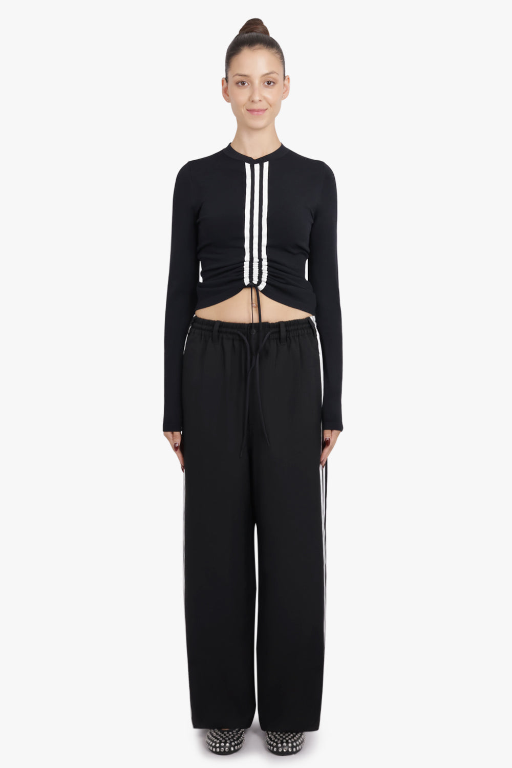 Y-3 RTW Wire Track Pant With Stripe Detail | Black/White