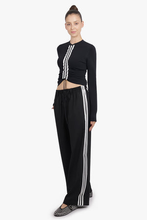 Y-3 RTW Wire Track Pant With Stripe Detail | Black/White