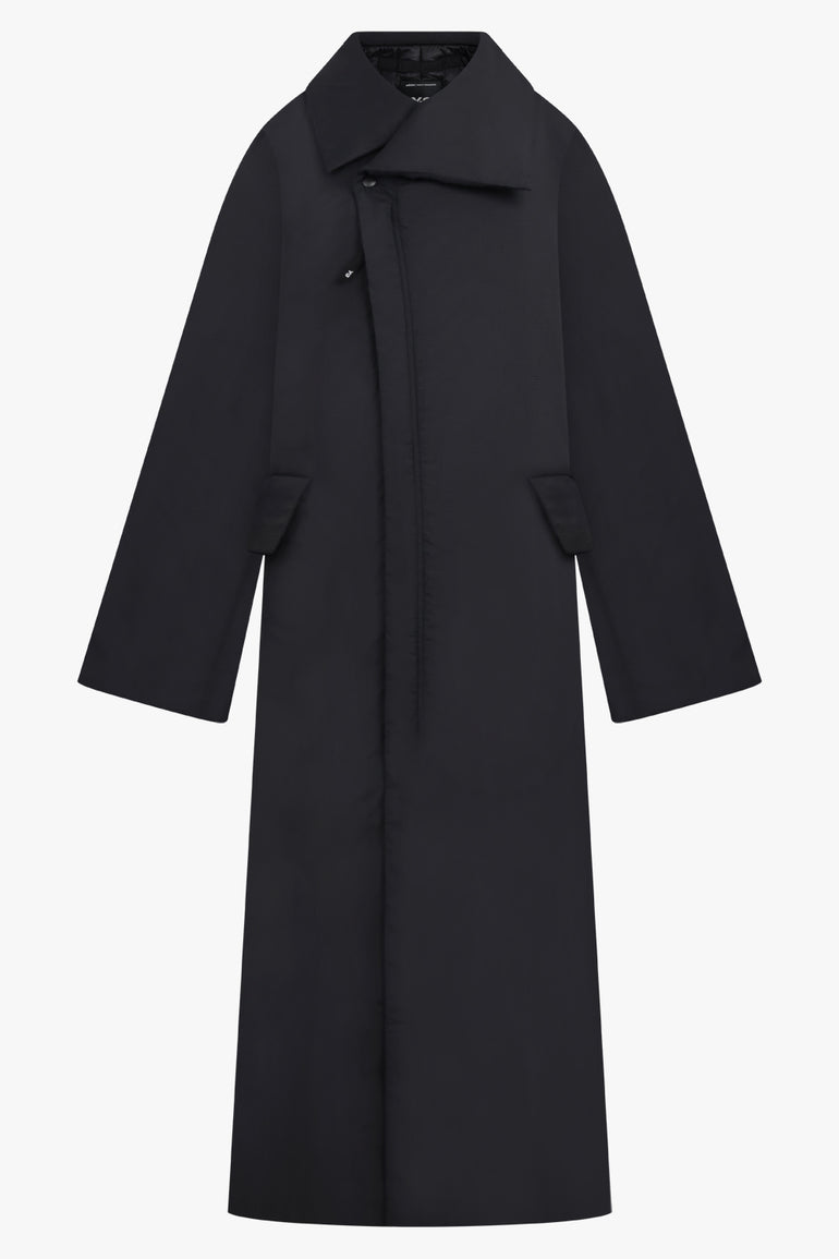 Y-3 RTW Padded Asymmetric Neck Longline Coat | Black
