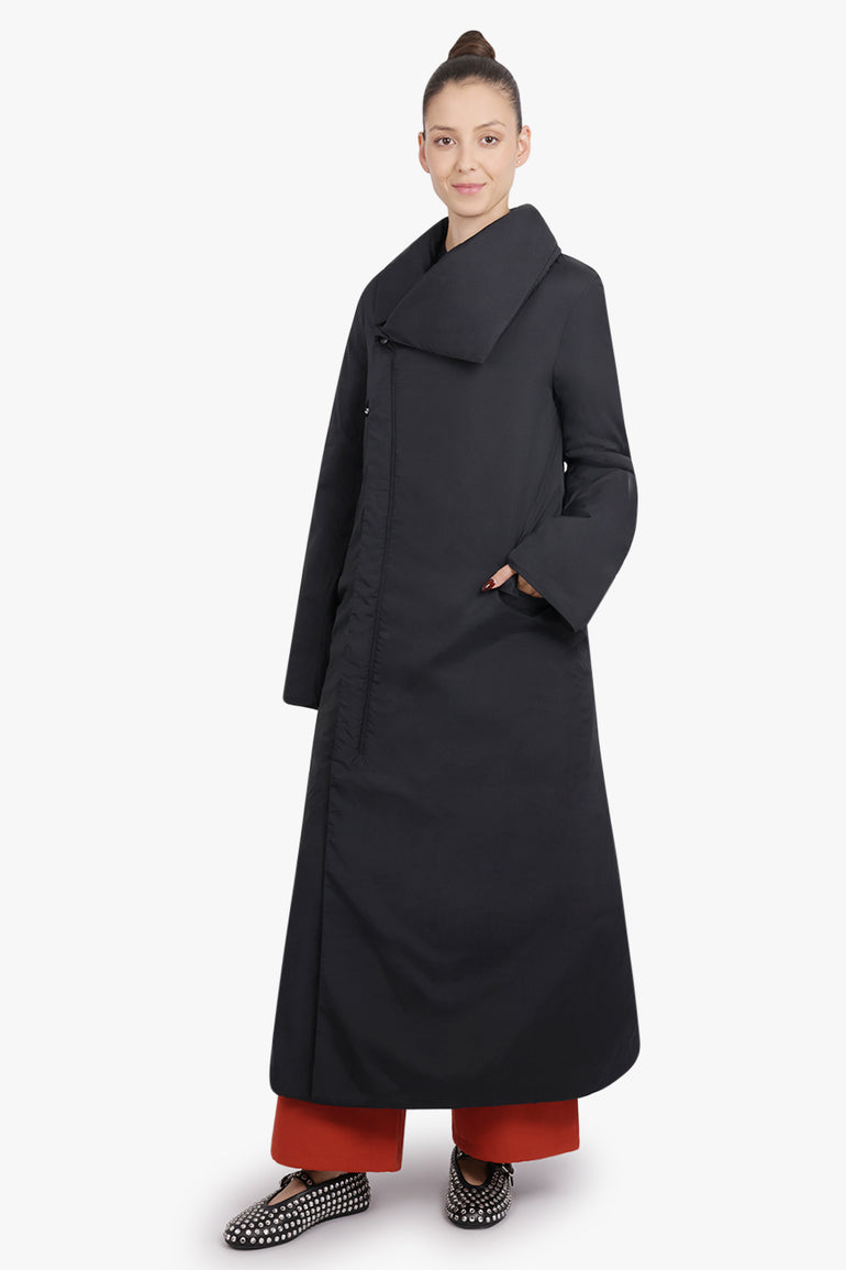 Y-3 RTW Padded Asymmetric Neck Longline Coat | Black