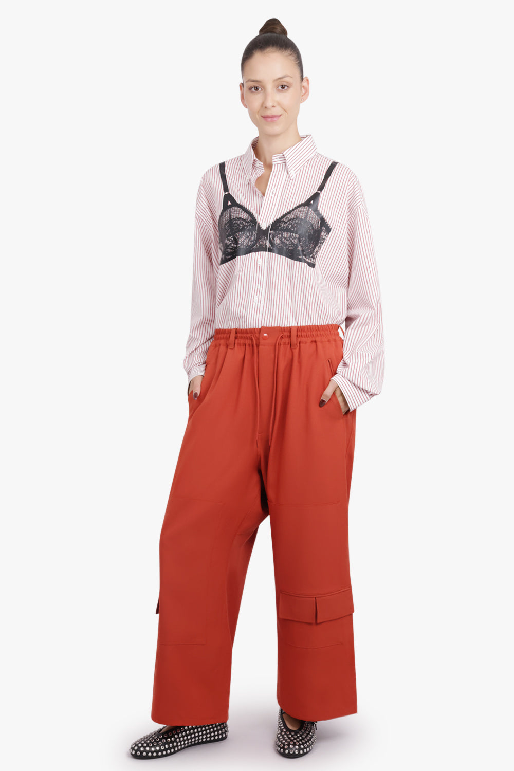 VAQUERA RTW Trompe L'oeil Bra Print L/S Shirt | Red/White/Black