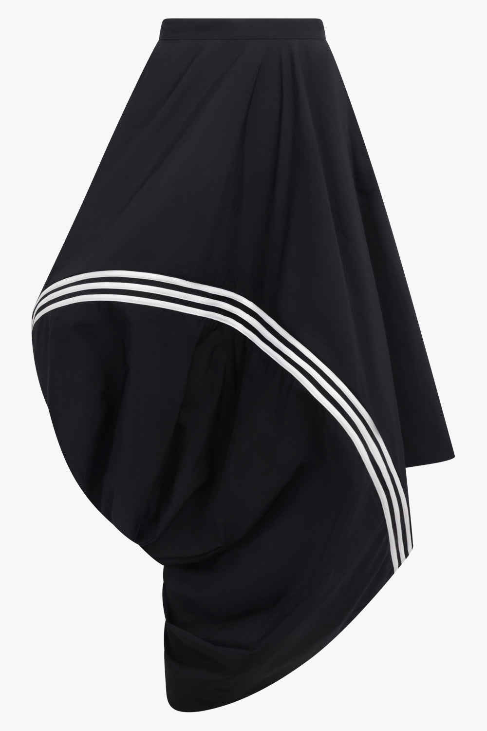 Y-3 RTW Wire Drape Asymmetric Midi Skirt With Stripe Detail | Black/White