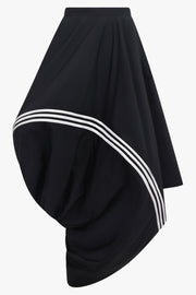 Y-3 RTW Wire Drape Asymmetric Midi Skirt With Stripe Detail | Black/White