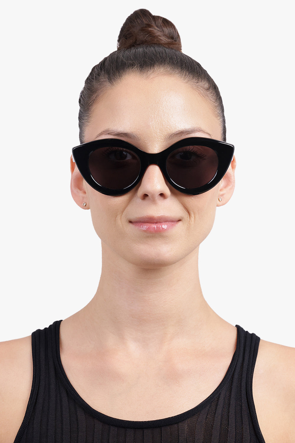 ALAIA Accessories Black / Black AA0091S Round Cat Eye Sunglasses | Black