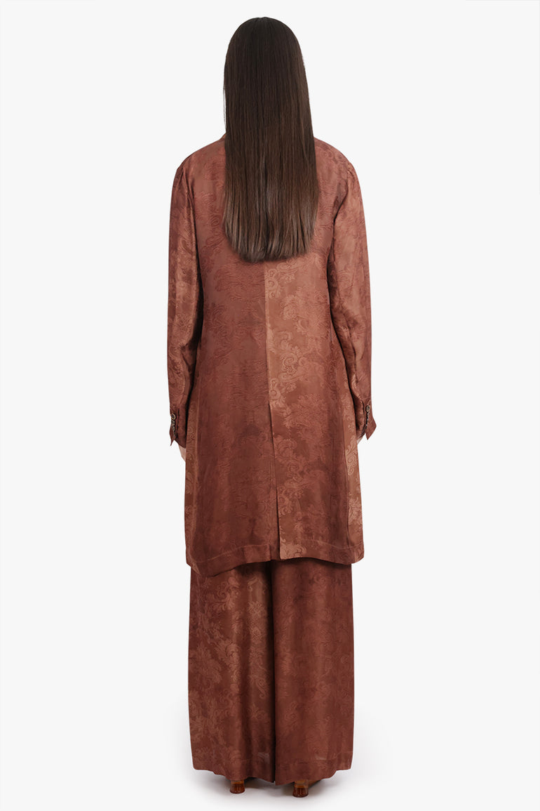 UMA WANG RTW Katia Jacquard Print Longline Relaxed Jacket | Dark Rose