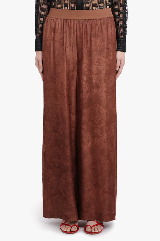 UMA WANG RTW Pansy Jaquard Print Wide Leg Pant | Dark Rose