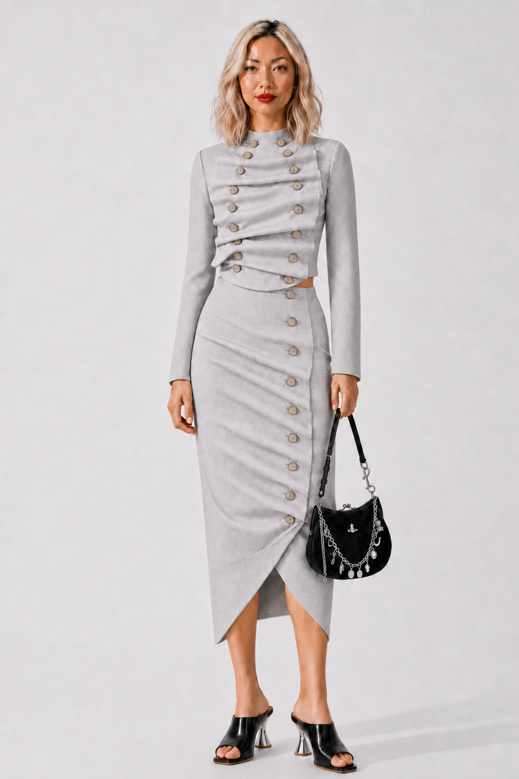 AWAKE MODE RTW Bib-Front Structured Jacket | Light Grey Melange