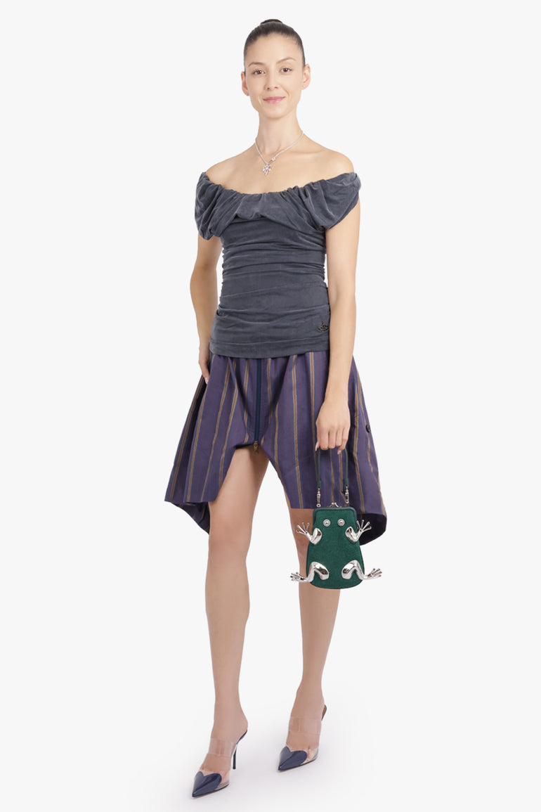 VIVIENNE WESTWOOD RTW Balloon Stripe Print Shorts | Dusk Blue/Mustard