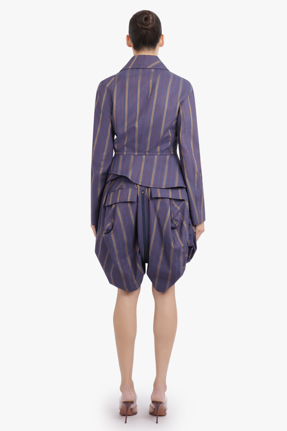 VIVIENNE WESTWOOD RTW Stormy Asymmetric Stripe Jacket | Dusk Blue/Mustard