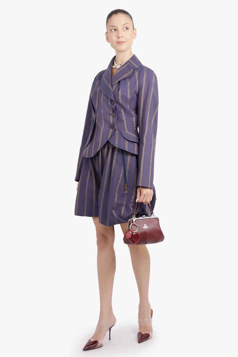 VIVIENNE WESTWOOD RTW Stormy Asymmetric Stripe Jacket | Dusk Blue/Mustard