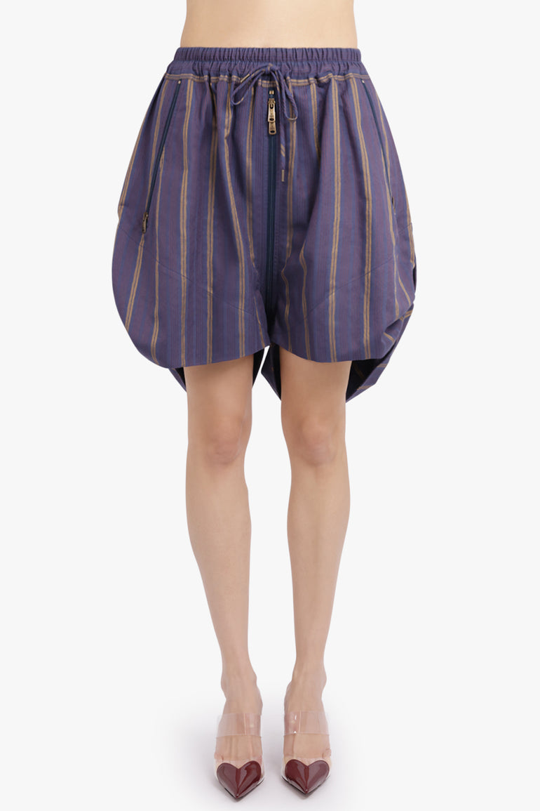 VIVIENNE WESTWOOD RTW Balloon Stripe Print Shorts | Dusk Blue/Mustard