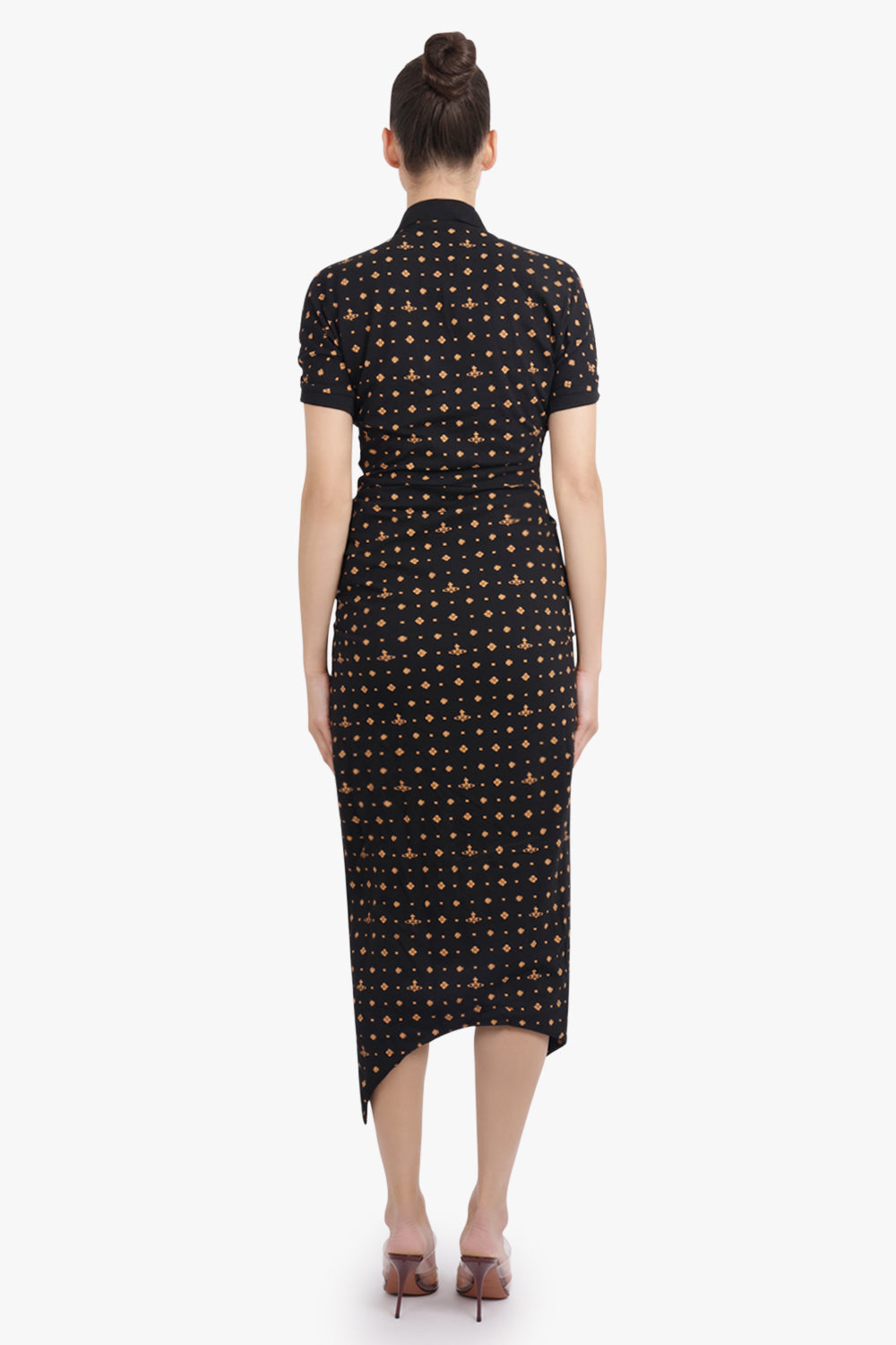 VIVIENNE WESTWOOD RTW Pulling Polo Neck Ikat Print Midi Dress | Black/Multi