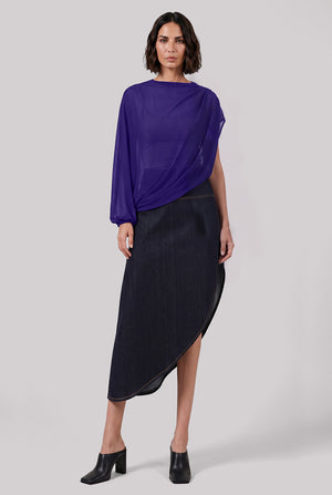 Asymmetric Drape Balloon Top | Purple