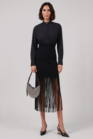 ALAIA RTW Fringed Tube Skirt | Black
