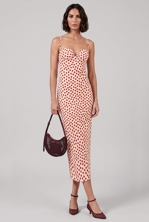 ALAIA RTW PATTERN / Ecru/Red / 36 Column Polka Dot Dress | Ecru/Red