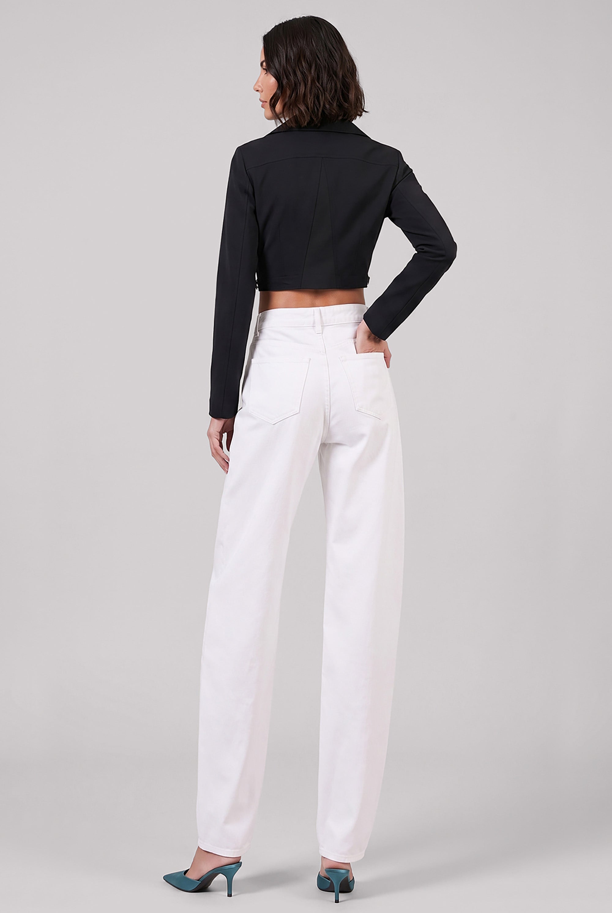 ALAIA RTW Cropped Biker Jacket | Black