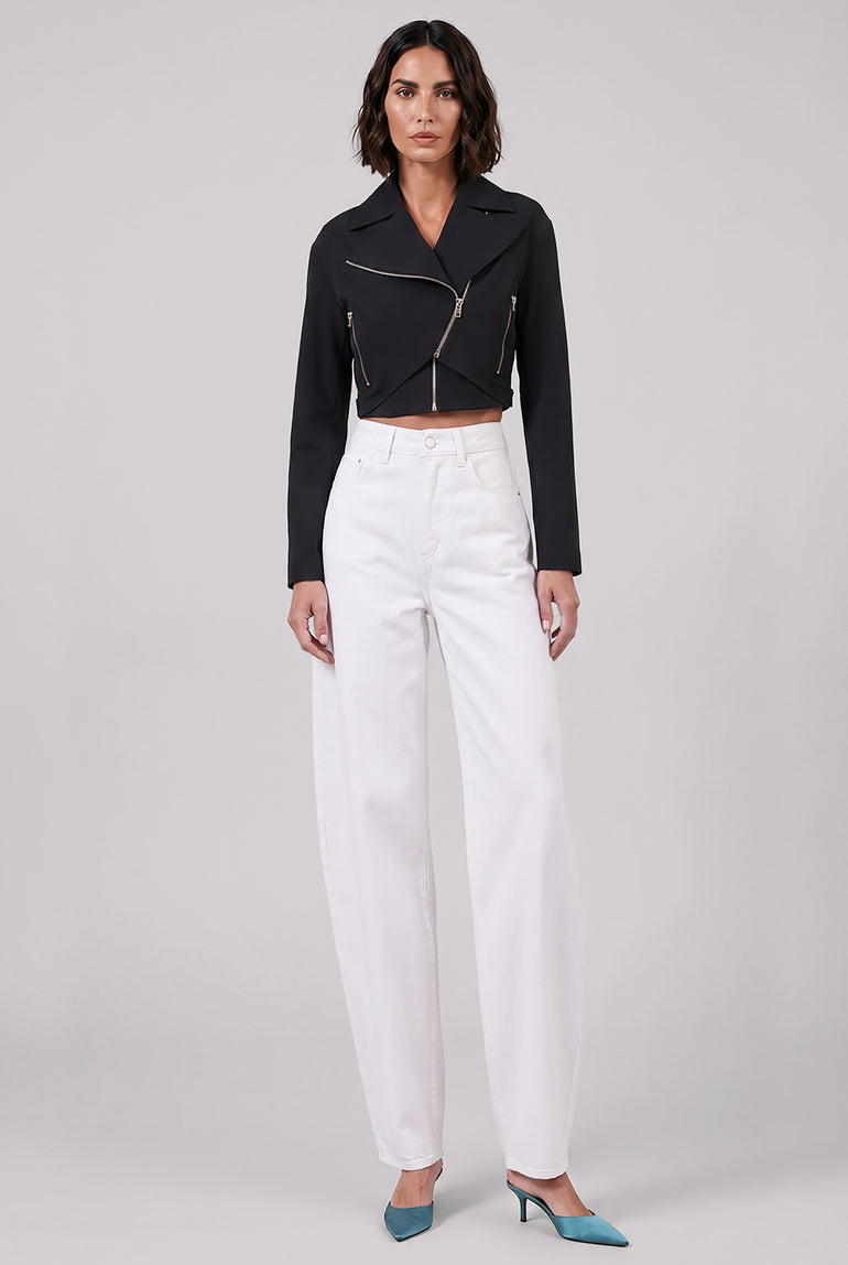 ALAIA RTW Cropped Biker Jacket | Black