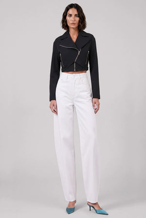 Round Denim Pants | White
