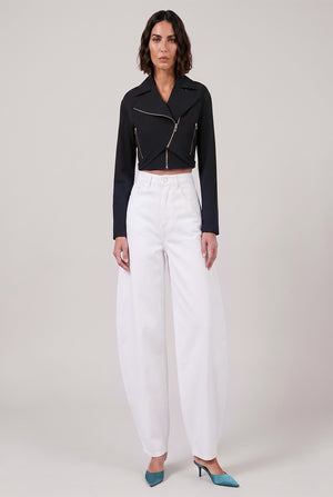 Round Denim Pants | White