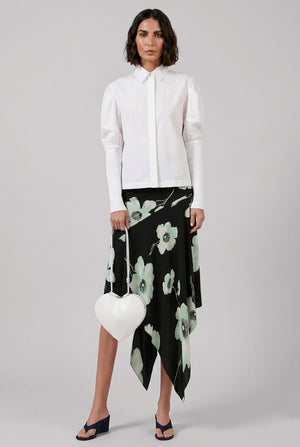 Rib Knit Sleeve Shirt | White