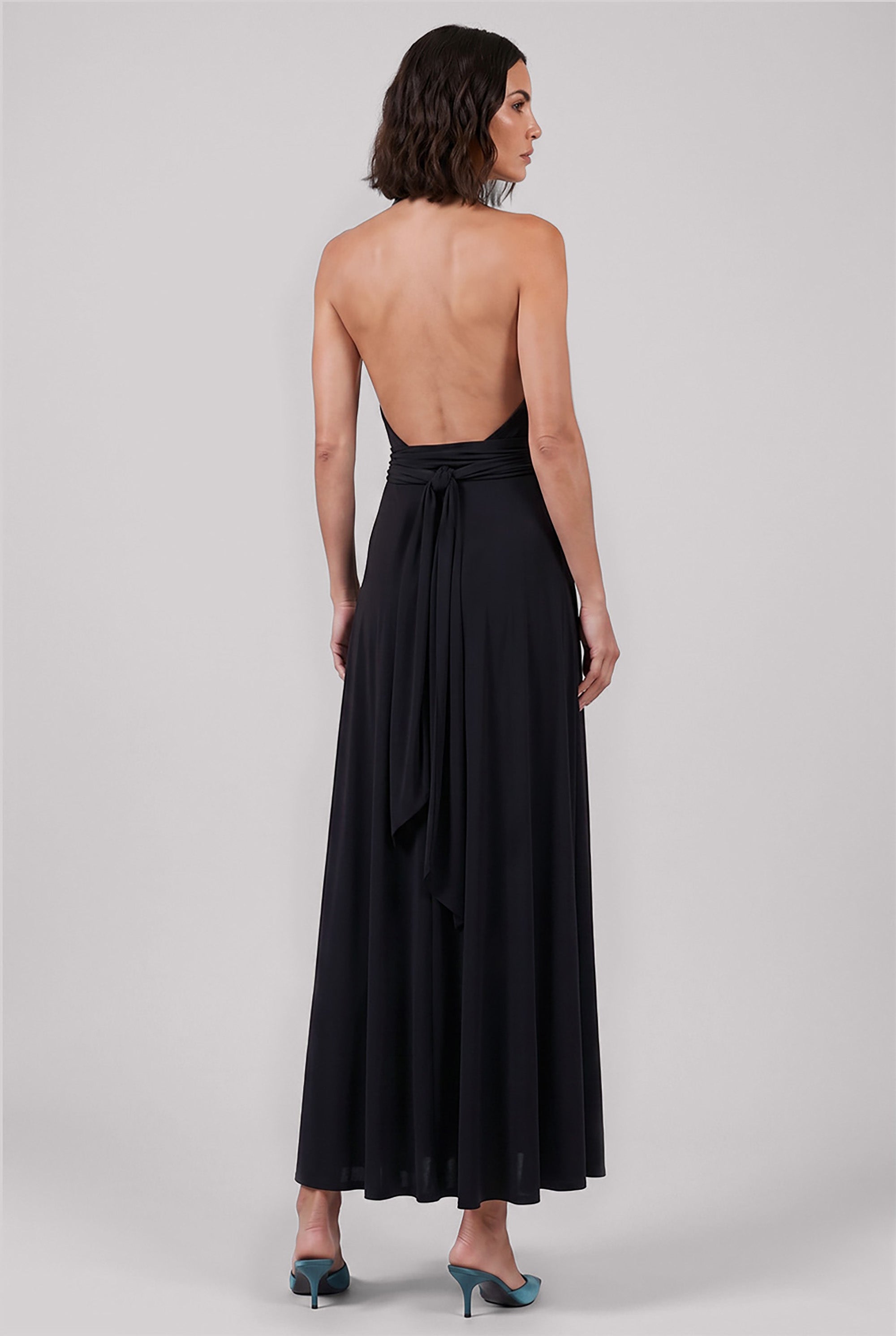 ALAIA RTW Scoop Neck Cross Dress | Black