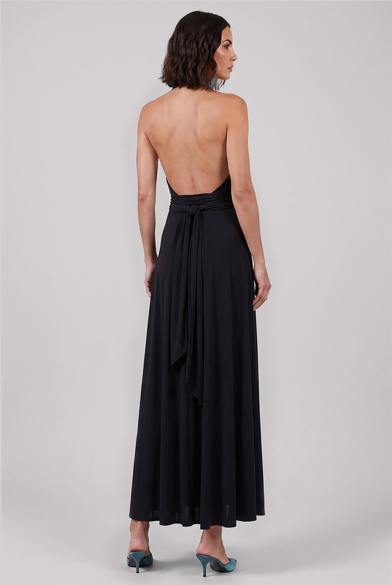 ALAIA RTW Scoop Neck Cross Dress | Black