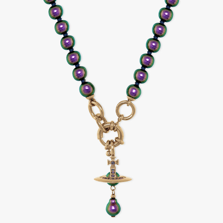 VIVIENNE WESTWOOD JEWELLERY PURPLE / Purple/Gold Aleksa Pearl Necklace | Purple/Gold