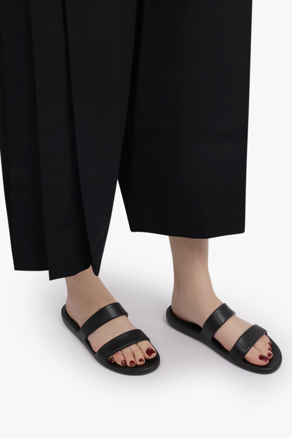 THE ROW SHOES Foam Double Strap Slide | Black