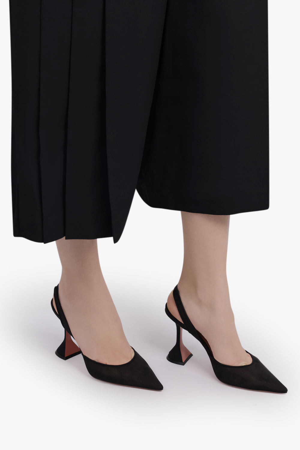 AMINA MUADDI SHOES Holi Mesh 95mm Pointed Slingback | Black