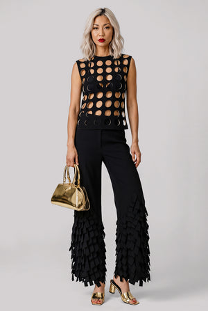 Multi Rectangle Culotte Pant | Black