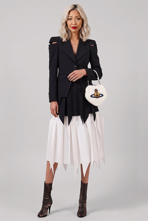 Single Breasted Crop Shoulder Slit Jacket | Black