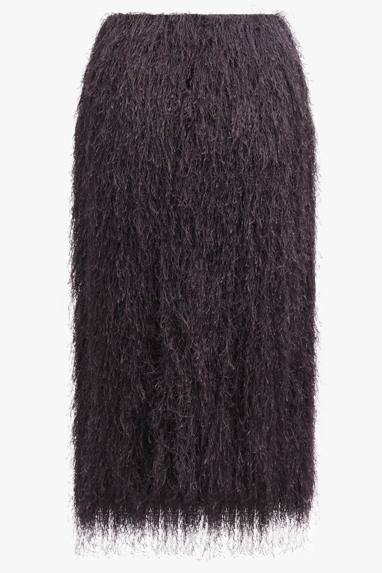 DRIES VAN NOTEN RTW Sokna Fringed Skirt | Dark Purple