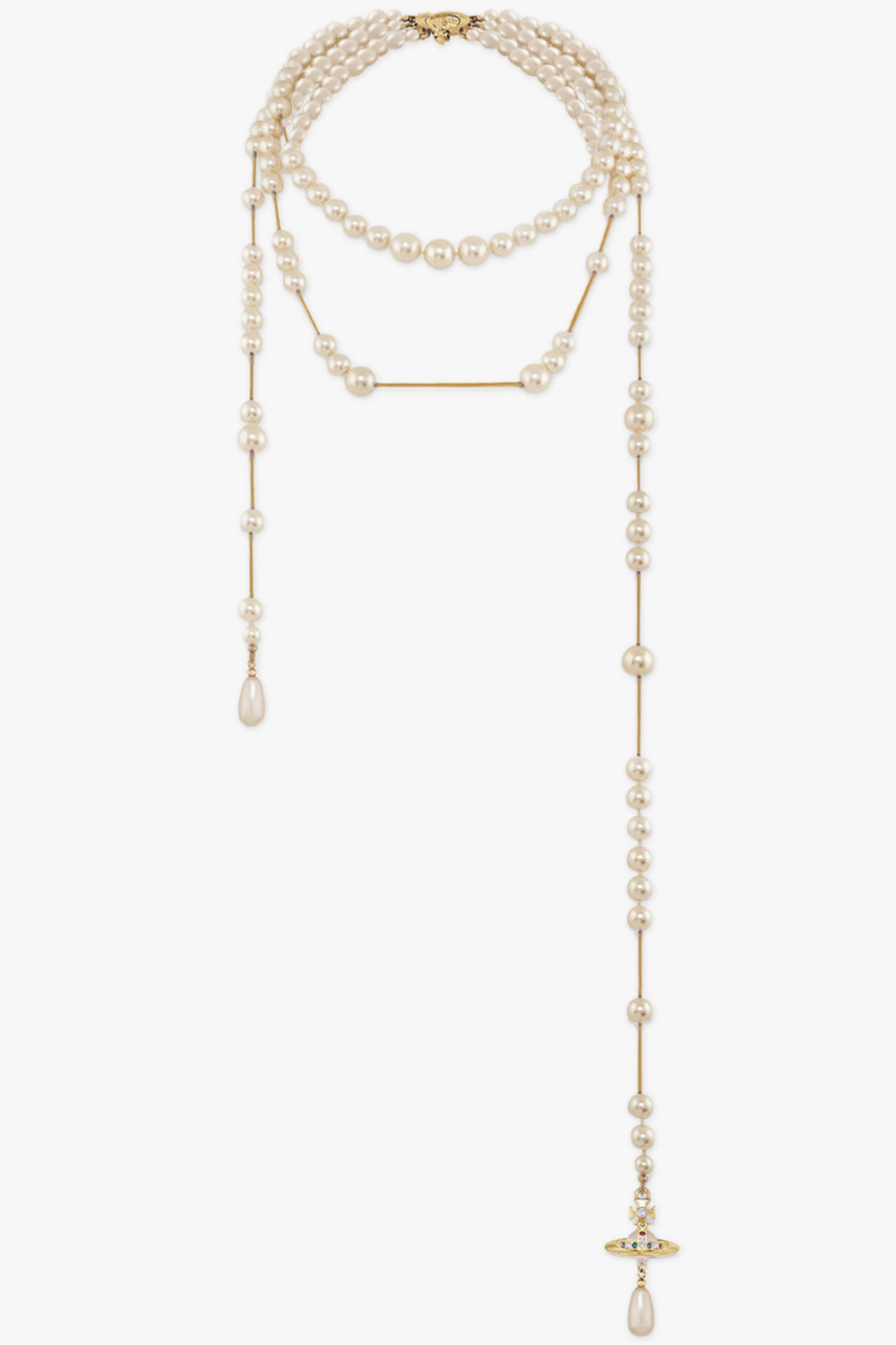 VIVIENNE WESTWOOD JEWELLERY GOLD / White/Gold Broken Pearl Necklace | White/Gold