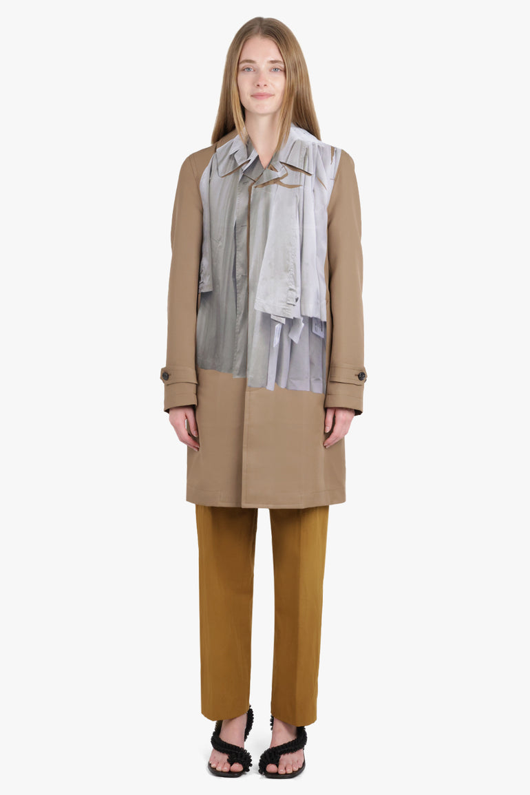COMME DES GARCONS HOMME PLUS RTW Hanging Clothes Print Coat | Light Brown/Grey