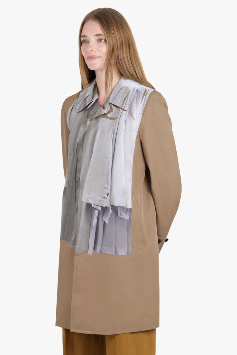 COMME DES GARCONS HOMME PLUS RTW Hanging Clothes Print Coat | Light Brown/Grey