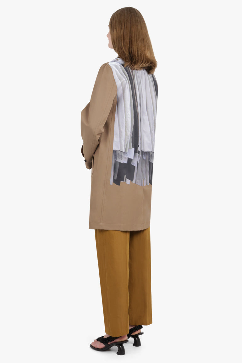 COMME DES GARCONS HOMME PLUS RTW Hanging Clothes Print Coat | Light Brown/Grey