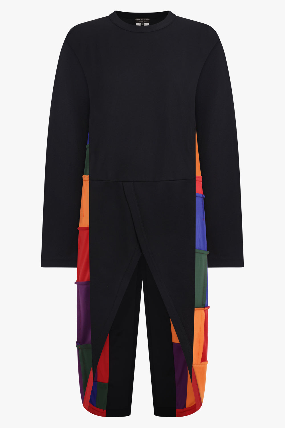 L/S Crossover Tails Panel T-Shirt | Black/Multi – Parlour X