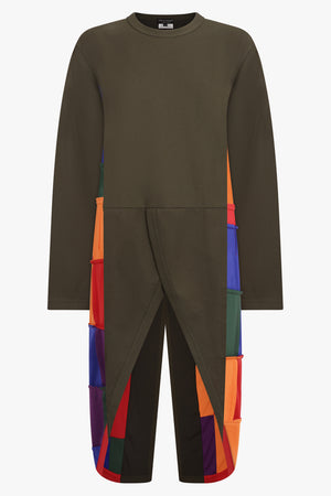 COMME DES GARCONS HOMME PLUS RTW L/S Crossover Tails Panel T-Shirt | Khaki/Multi