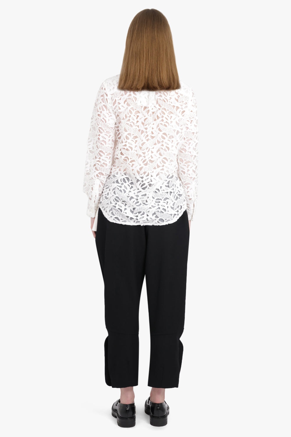 COMME DES GARCONS RTW Lace L/S Shirt With Ruffle Panels | Off White