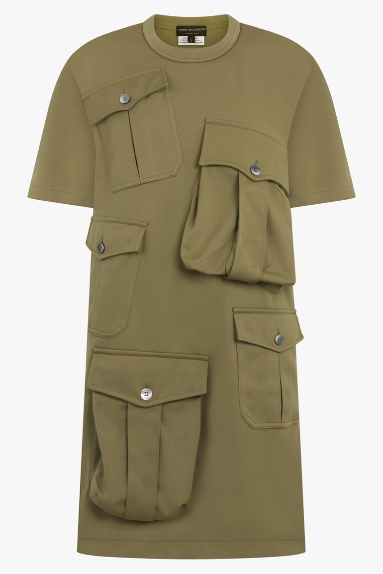 COMME DES GARCONS HOMME PLUS RTW S/S Pocket Detail Mini T-Shirt Dress | Khaki
