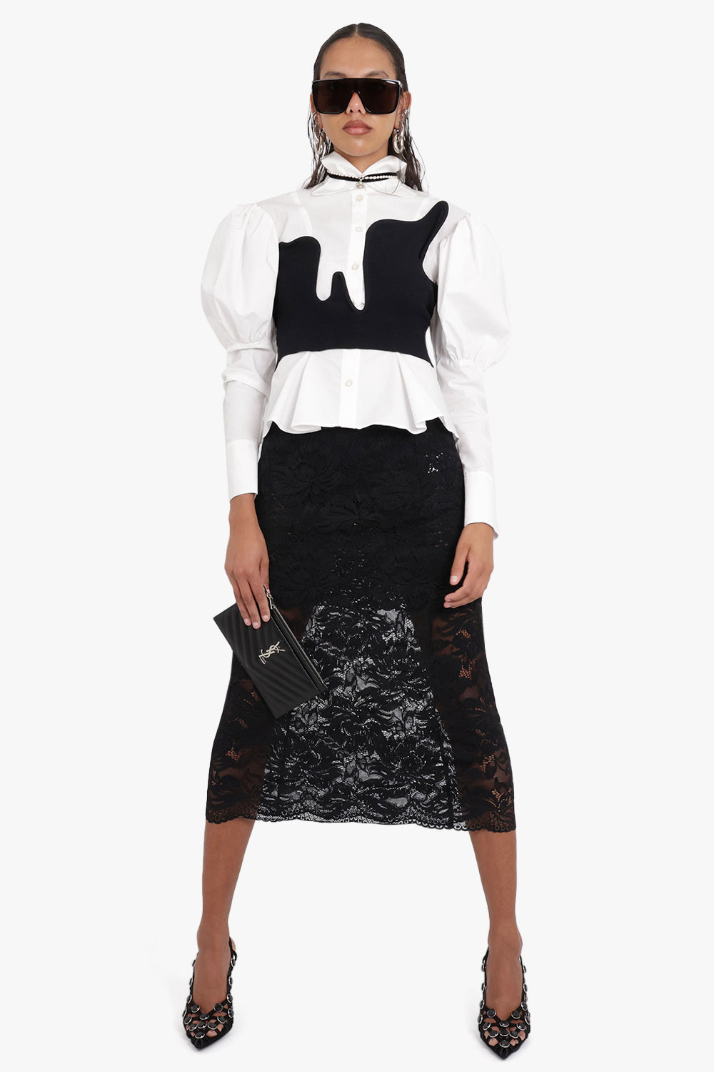 RABANNE RTW Lace Sheer Skirt | Black