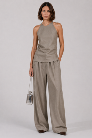 CALVIN KLEIN RTW Fernanda Wide Leg Trousers | Honey Melange