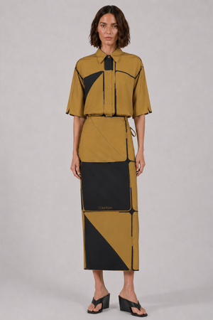 CALVIN KLEIN RTW Hallie Midi Skirt | Patchwork